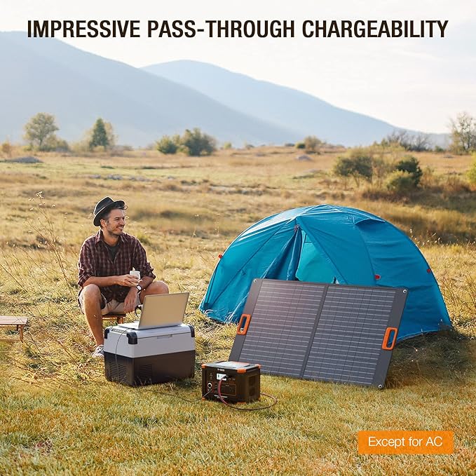 500W Portable Power Station, GRECELL Solar Generator 519Wh (Peak 1000W) Lithium Battery Power Generator with 2*110V AC Outlets, Mobile Battery Backup Pack for RV Trip Camping, Outdoor Adventure, Home