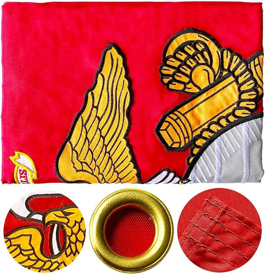 Embroidered Double Sided Marine Corps USMC Flag 3x5ft Outdoor- 3Ply Heavy Duty 300D Nylon 4 Rows Sewn- All Weather United States Official Marines Corps Flags Banner with 2 Brass Grommets