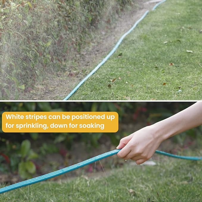 LINEX Sprinkler Soaker Hose 50 ft 2 pack for Garden Lawn Watering Hose with Hose Stakes