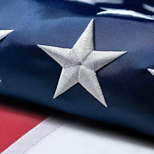 American Flag 2x3 FT Outdoor, Heavy Duty High Wind US Flag, Embroidered Stars, Sewn Stripes, Brass Grommets, Indestructible Tough USA Flags Suitable for Outside