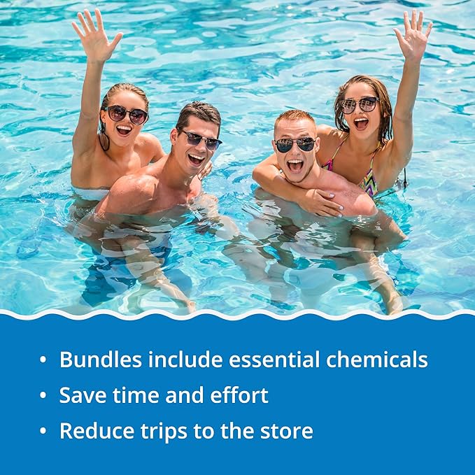 In The Swim Chlorine and Shock Bundle for Sanitizing Swimming Pools – Includes 10 Pound Bucket of 4-Inch Chlorine Sticks and 6 x 1 Pound Bags of 68% Cal-Hypo Pool Shock