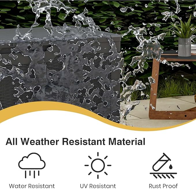 Patiolife 100 Gallon Resin Deck Box, Large Outdoor Storage Box for Garden Tools, Pool Supplies, Waterproof and Lockable, Black