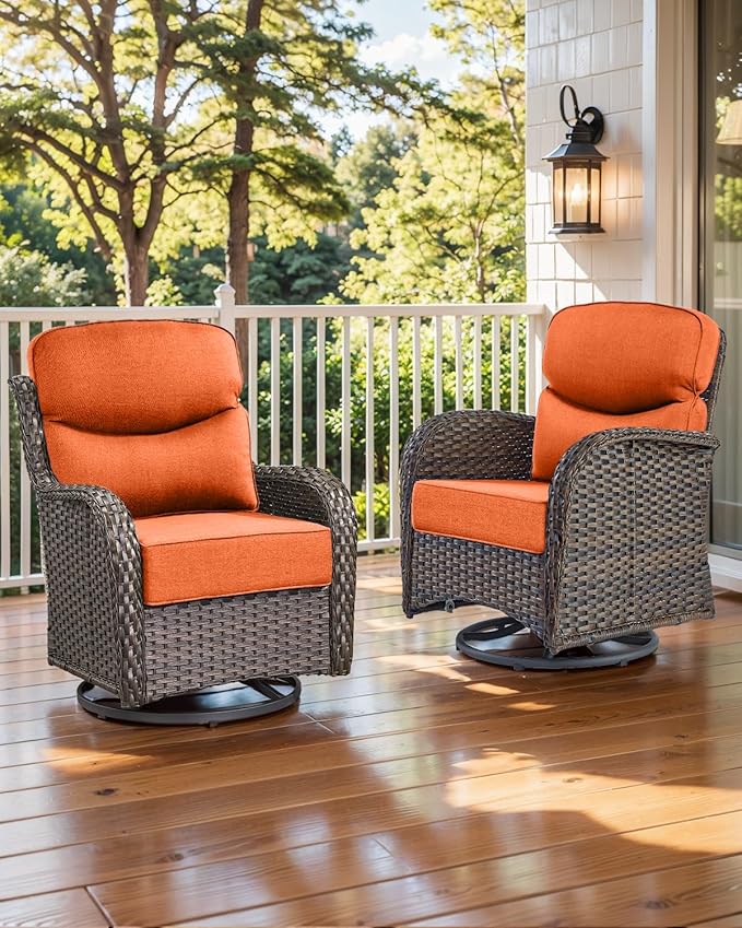 Luxury 22x24/22x25 6-Inch Smile Patio Dining Chair Cushions Set of 4 - Heavy Duty Water Slashproof Outdoor Seat Cushion for Outside Furniture Set Swivel Chairs Loveseat L-Shape Sofa - Orange