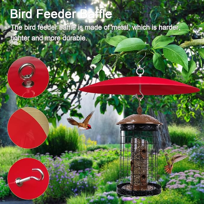 Bird Feeder Baffle, Metal Hummingbird Feeder Rain Guard for Bird Houses,13 inch Hanging Baffle Weather Guard for Outside