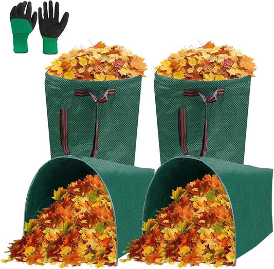 4Pack 40 Gallon Dustpan Type Lawn Bags Reusable Collapsible Heavy Duty Leaf Bags Yard Waste bags Collecting Leaves Lawn Grass Branches