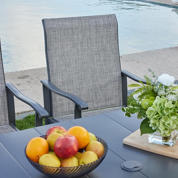 VICLLAX 5 Pieces Outdoor Dining Set, Patio Furniture Set of 4 Patio Swivel Dining Chairs and 41" Patio Round Table with Storage Shelf, Grey Chairs & Antique Grey Tabletop