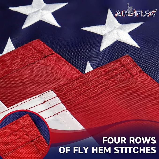 American Flag 3x5 Ft for Outside, Heavy Duty Nylon US Flag for High Wind, Durable Embroidered Stars, Sewn Stripes, Brass Grommets, Fade Resistant Waterproof USA Flags