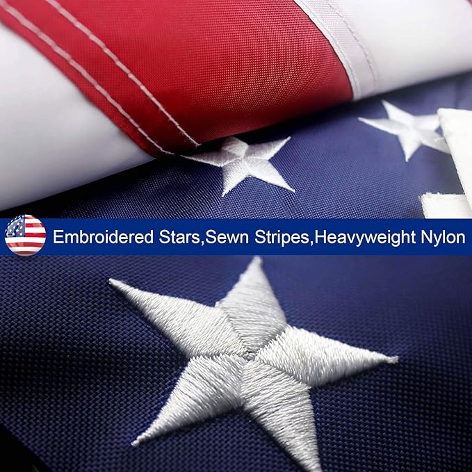 15x25 FT Huge Large American Flag for Outside, Best Embroidered Stars And Sewn Stripes, 420D Heavy Duty Polyester, Suitable For Outdoor High Winds Areas (American flag 15x25 FT)
