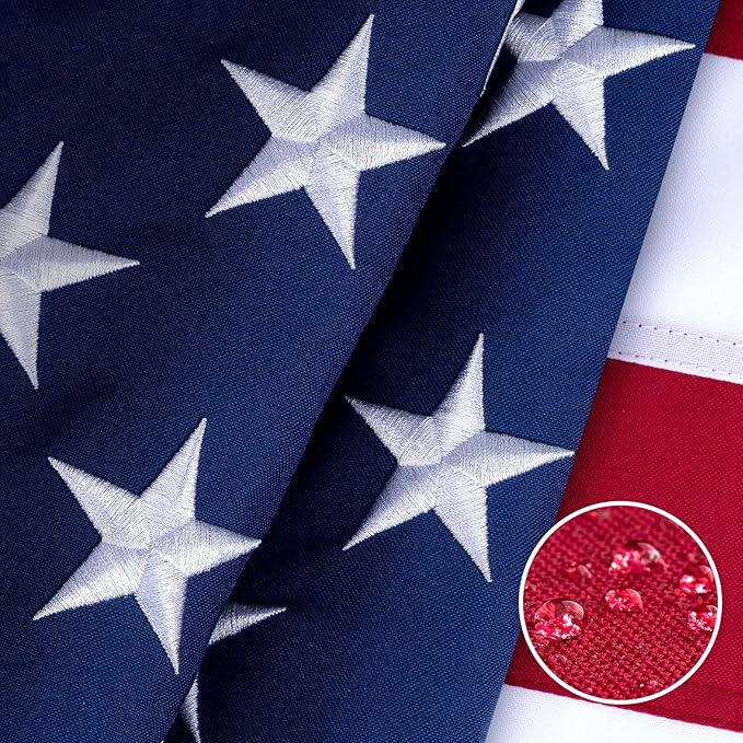 American Flag 5x8 ft for Outside, Tearproof Super Tough Series, Heavy Duty Spun Polyester, All Weather US Flag High Wind with Embroidered Stars, Brass Grommets, Ultra Durable USA Flags for Outdoor