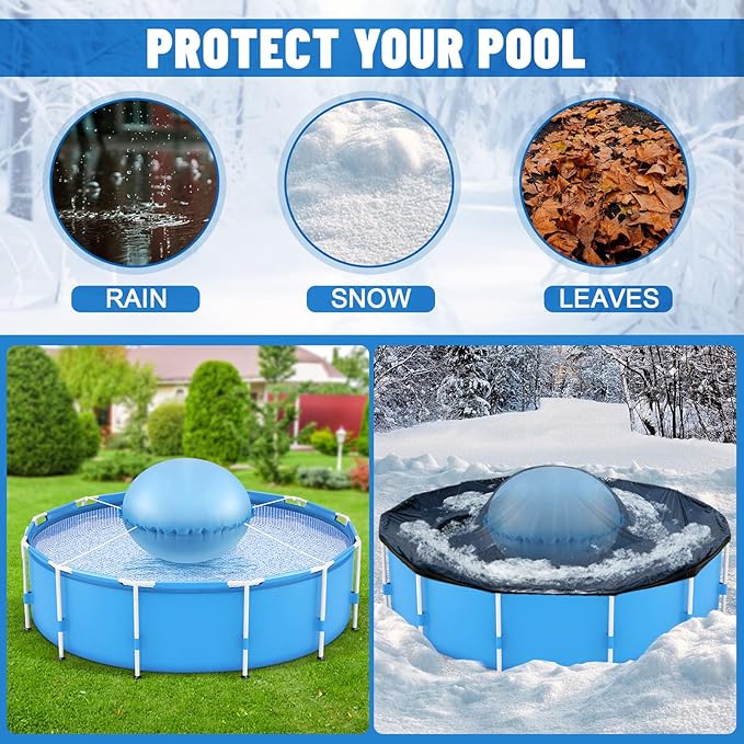 Pool Pillows for Above Ground Pools, Pool Pillows for Closing Winter, 6ft Round Air Pool Cover Pillow Kit for Winterizing with Ropes, Ultra Thick PVC Inflatable Cold Resistant Swimming Pool Pillow