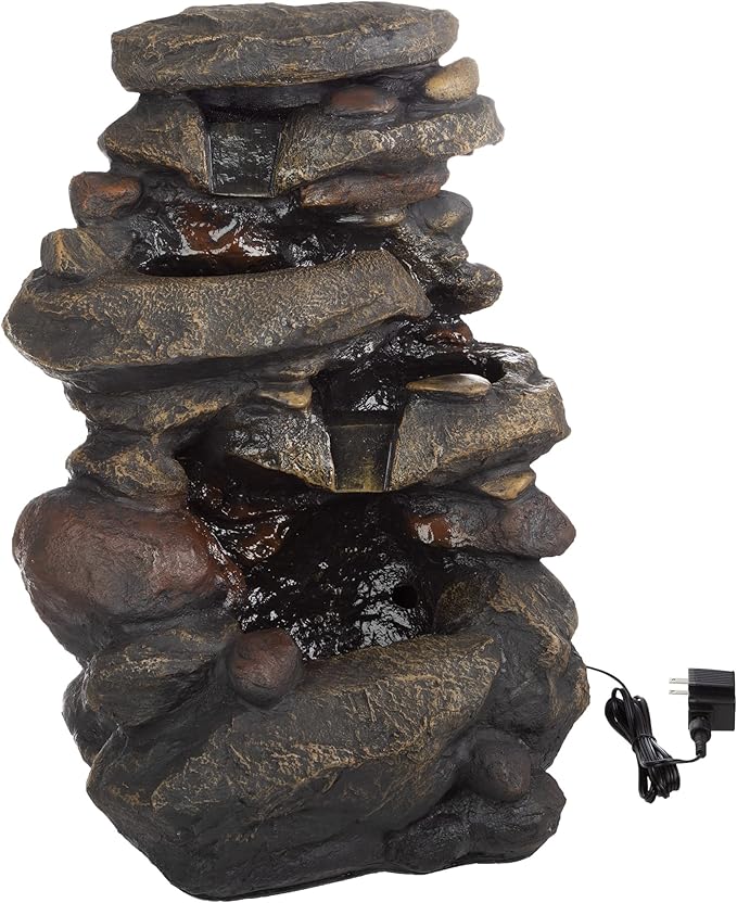 Go Yard Stone Waterfall Fountain with LED Lights