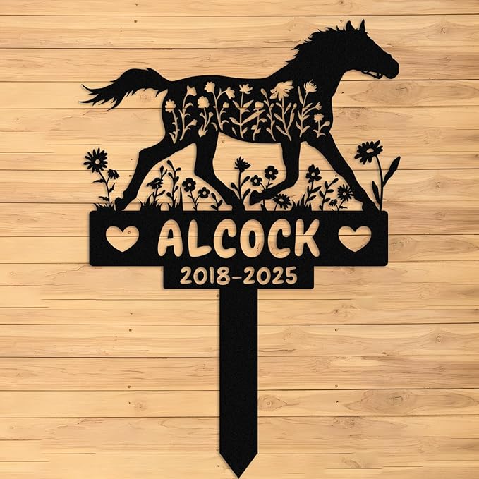 Personalized Horse Memorial Stake,Pet Plaque for Horse Lover,Metal Horse Grave Marker,Remembrance Stake,Outdoor Garden Yard Sign Horse 10inch