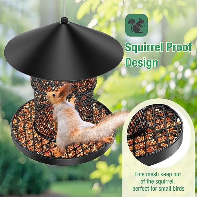 Bird Feeder for Outdoor Hanging, Large Squirrel Proof Birdfeeders - Heavy Duty Metal Bird Feeders for Outside Hanging, 4 Lb Large Capacity Birdfeeder to Attracting Birds