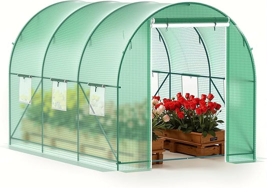 GOJOOASIS Greenhouse Outdoor Green House for Outside Winter Heavy Duty Large Walk-in Tunnel Portable Greenhouses for Backyard Plants Shed (10'x7'x7')