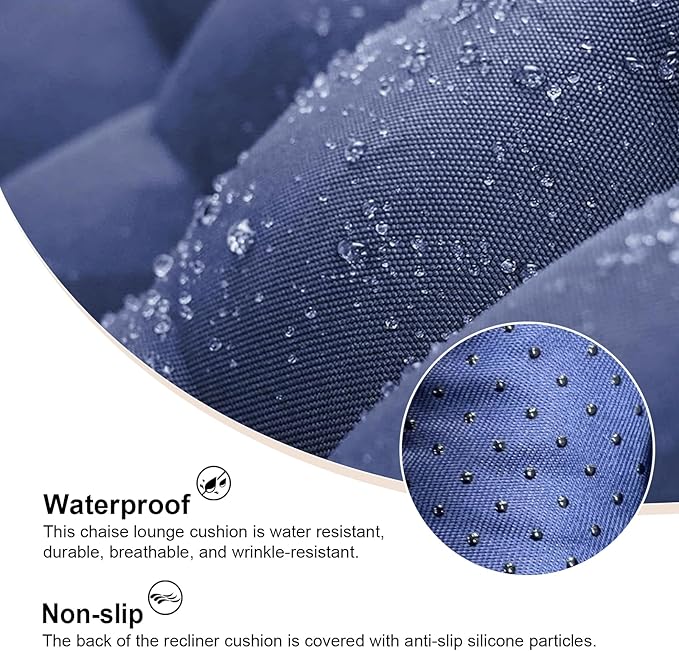 ERWUDEling Zero Gravity Lounge Chair Cushion 67 Inch - Thick & Soft Waterproof Patio Furniture Cushion for Outdoor/Indoor Use, Non-Slip with 8 Ties, Blue (19" W x 67" L x 4" T)