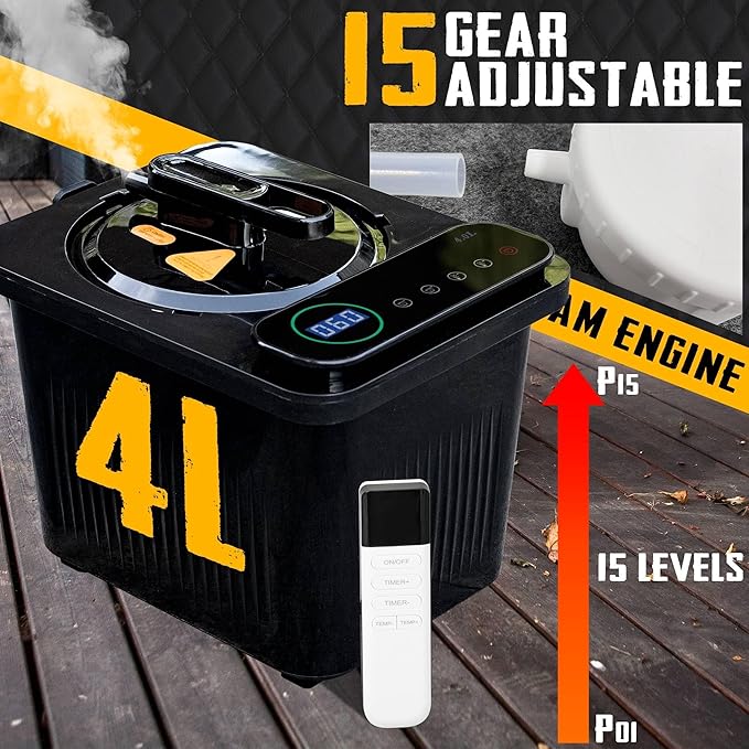 XL Portable Sauna Box, 4L Steamer Portable Steam Sauna for Home, Personal Sauna with Big Sauna Chair, Remote Control, Gray, 1400W