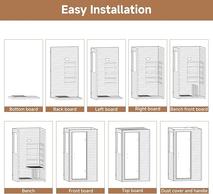 springspa Infrared Sauna Home Sauna, Indoor Far Infrared Saunas for Home, 1 Person Low Emf Canadian Hemlock Wooden Spa Room 950w, 110v with Control Panel