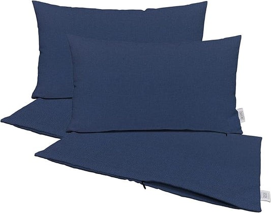 RSH DECOR: Sunbrella Pillow Covers Set of 4 | Covers Only - 26" x 16" | Outdoor Lumbar Pillow Covers Crafted with Sunbrella Performance Fabric | Canvas Navy
