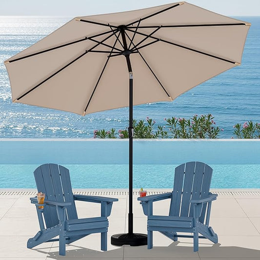 SERWALL Folding Adirondack Chair Set with 9 Ft Umbrella, Adjustable HDPE Adirondack Chair with 3 Recline Positions, Blue (Umbrella Base is not Included)