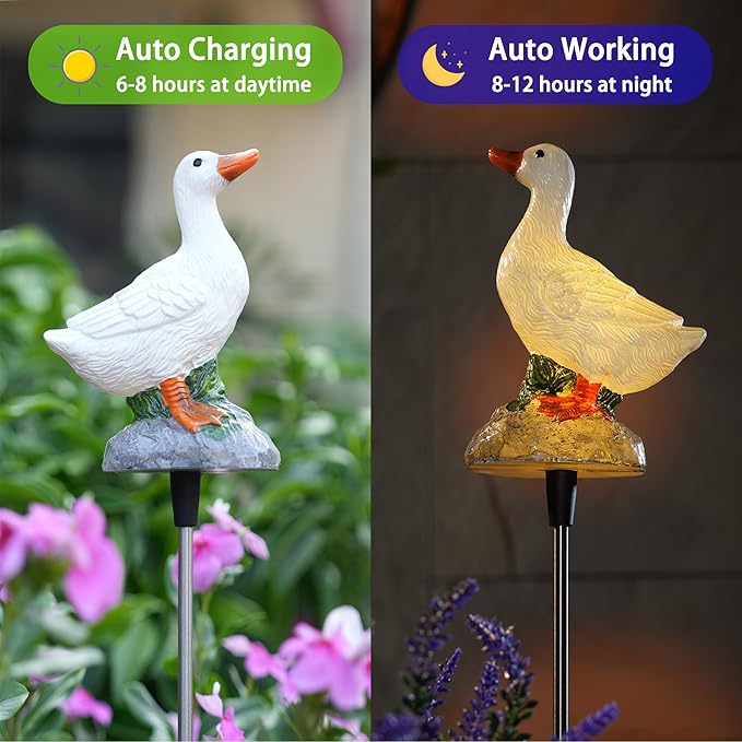 Solar Porch Goose Statue Garden Decor, 29 inch with Motion-Activated Sound Outdoor Decor for Lawn Patio Yard Balcony - Unique Gift for Garden Lovers