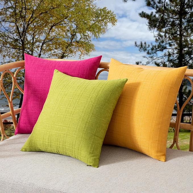 Kevin Textile Pack of 2 Outdoor Waterproof Pillow Covers - Decorative Farmhouse Throw Pillow Covers for Couch, Patio, Tent, Bed, Sofa, Living Room - 24x24 Inch Sunflower Yellow