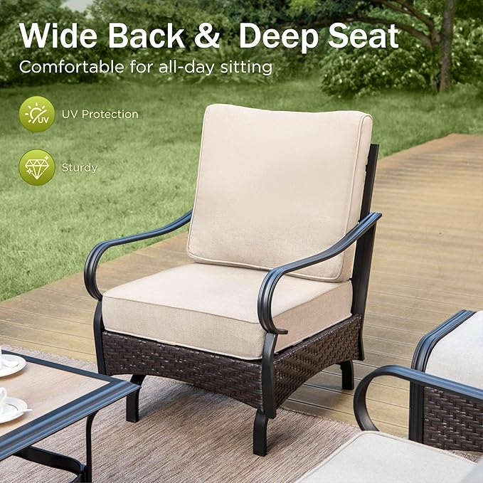 Rocking Patio Sofa Chairs - 2 PCS Outdoor Rocking Armchairs, Patio Seating with High Back Deep Seat for Porch Deck Balcony