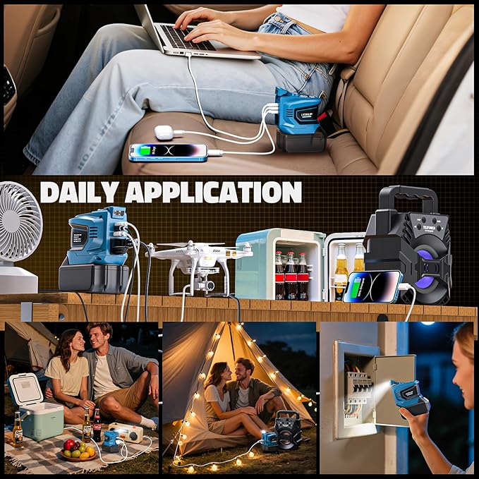 200W Portable Power Inverter Compatible with Makita 18V, Outdoor Generato Battery Converter with 2 USB & AC Battery Powered Outlet, Convert DC 18V to AC 110V-120V Portable Power Station (Tool Only)