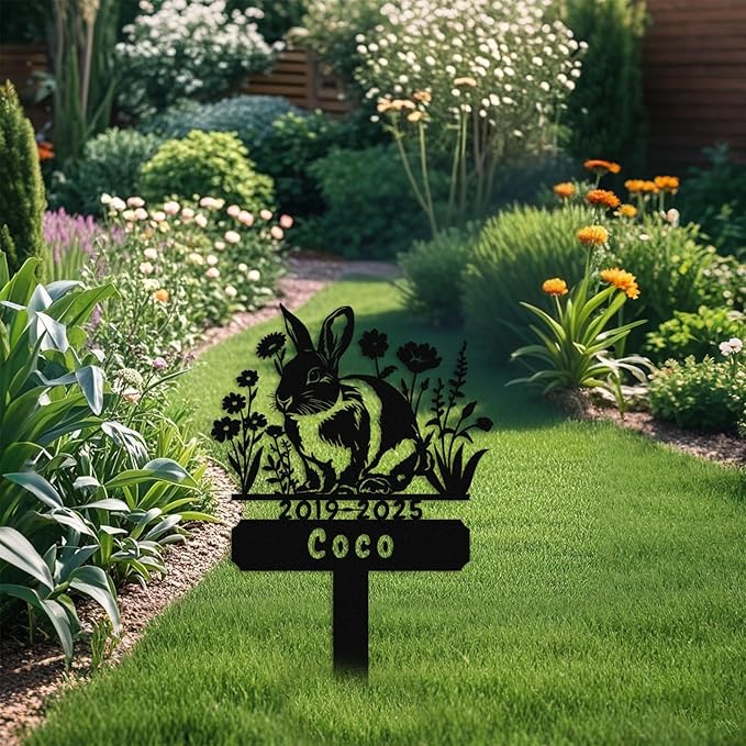 Custom Rabbit Grave Marker,Personalized Bunny Memorial Garden Stake,Pet Memorial Gift,Remembrance Stake,Loss of Bunny,Sympathy Sign Rabbit 8inch