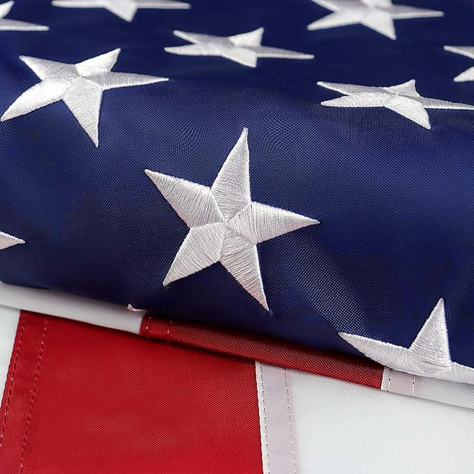 American Flag 4x6 Ft for Outside, Heavy Duty Nylon US Flag for High Wind, Durable Embroidered Stars, Sewn Stripes, Brass Grommets, Fade Resistant Waterproof USA Flags