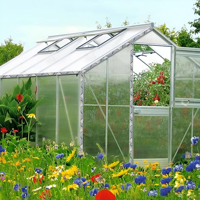 10 Set 6.6 Ft Greenhouse Lock Channel and Spring Wire，Aluminum Alloy Lock Channel and PVC Coated Spring Wires for Fixing Greenhouse Plastic Cover