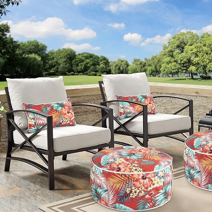 Lumbar Pillow Covers Set of 2, Outdoor Indoor Waterproof Decorative Patio Lumbar Pillowcase Shell 12x20 Inch, Rectangular Cushion Case for Couch Sofa Garden Farmhouse-Sadira Chili Haze