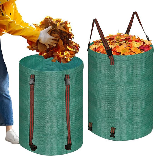 200L leaf Collector Bag, Shoulder Strap, and Drawstring – Reusable Yard Garden Bag for Leaves and Lawn Trash, Perfect for Leaf Removal, Yard Clean-Up (Without lid, 48 Gallon)