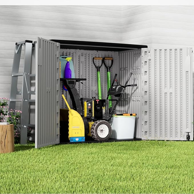 ZZM 37 Cu.ft Outdoor Storage Cabinet with One Tool Kit, Horizontal Storage Shed for Garage, Bike, Garbage Cans, Garden Accessories