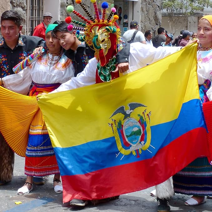 Ecuador Ecuadorian Flag 3x5 ft Outdoor, Double Sided 3 Ply Heavy Duty Ecuador National Country Flag, 100% Quality Polyester Ecuadorian Banner with Brass Grommets 4 Rows Stitches