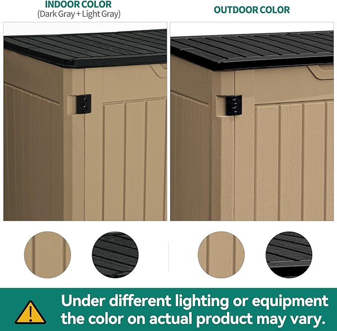 YITAHOME Extra Large Outdoor Horizontal Storage Shed, 4.5x4ft Resin Tool Sheds w/o Shelf, Easy to Assemble Waterproof Storage for Trash Cans, Garden Tools, Lawn Mower, Lockable, Brown
