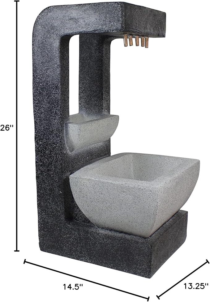 LED Lighted Rainfall Outdoor Water Fountain with Planter - 26"