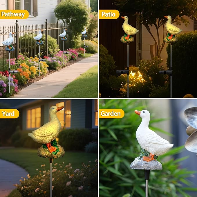 Solar Porch Goose Statue Garden Decor, 29 inch with Motion-Activated Sound Outdoor Decor for Lawn Patio Yard Balcony - Unique Gift for Garden Lovers