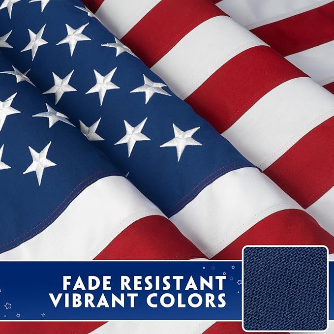 American Flag 8x12 Ft for Outside Longest Lasting- Ultra Durable, Tear-Proof Heavy Duty Spun Polyester US USA Flags - Fade Resistant, Embroidered Stars, Sewn Stripes, Brass Grommets - Outdoor Decor