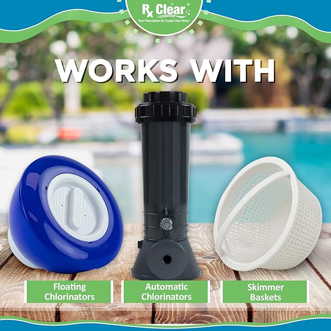 Rx Clear 3" Inch Chlorine Tabs | 20 Pounds | Individual Stabilized Chlorinating Tablets for Sanitizing Swimming Pools | Long Lasting, Slow Dissolving, and UV Protected