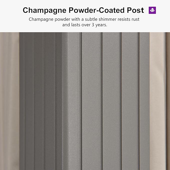 PURPLE LEAF 12' x 16' Outdoor Hardtop Gazebo, Champagne Aluminum Frame with Galvanized Steel Double Roof, Curtains and Netting for Patio Lawn and Garden