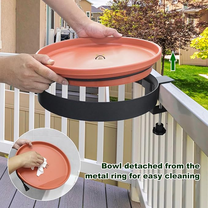 Heated Bird Bath for Outdoors for Winter, 3 Easy Ways to Mount Detachable Bird Bath Bowl, 75W Heated Bird Baths with Thermostatically Controlled for Garden Yard Patio Lawn, Terracotta