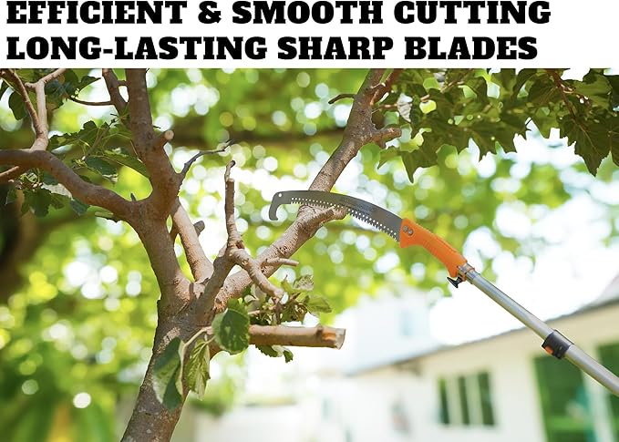 48-144" Telescoping Pole with Tree Pruner Extendable for Tree Trimming // Manual Pole Saws for Tree Trimming // Long Tree Trimmer with Telescopic Extension Pole // The Ultimate Tree Pruning Pole Saw