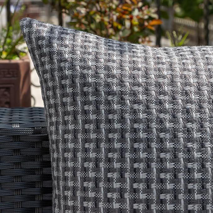 Kevin Textile Outdoor Waterproof Throw Pillow Covers Pack of 2 Farmhouse Decorative Cushion Covers for Garden Patio Tent Balcony Bench Couch Sofa 12x20 Inch, Dark Grey