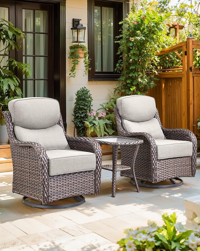 Luxury 24x24x6 Inch Smile Patio Dining Chair Cushions Set of 4 - Heavy Duty Water Slashproof Outdoor Seat Cushion for Outside Furniture Swivel Chairs Loveseat L-Shape Sofa - Beige