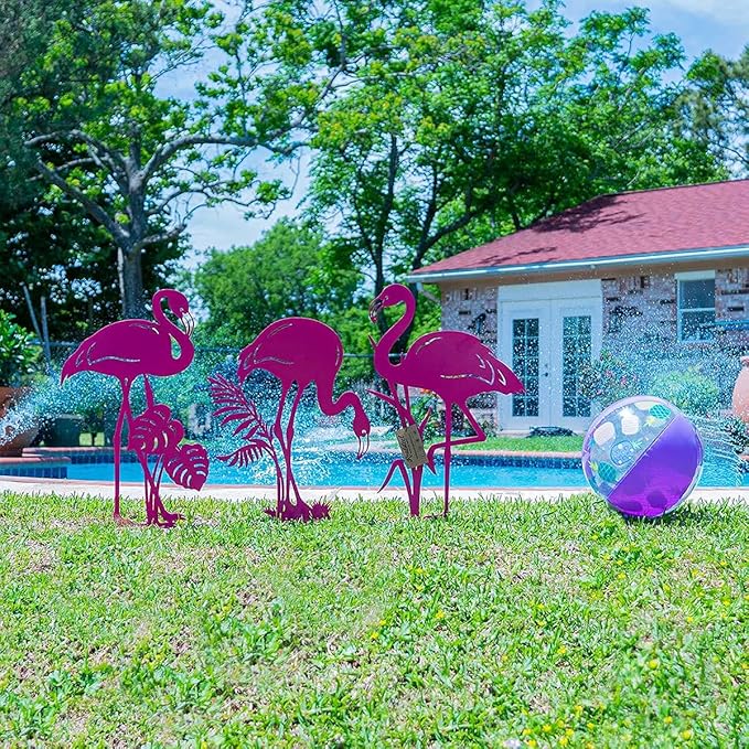 RealSteel Pink Flamingo Yard Decorations, Flamingo Gifts for Women, Yard Decorations, Pink Christmas Decorations, Front Yard Decorations Outdoor, Garden Statues