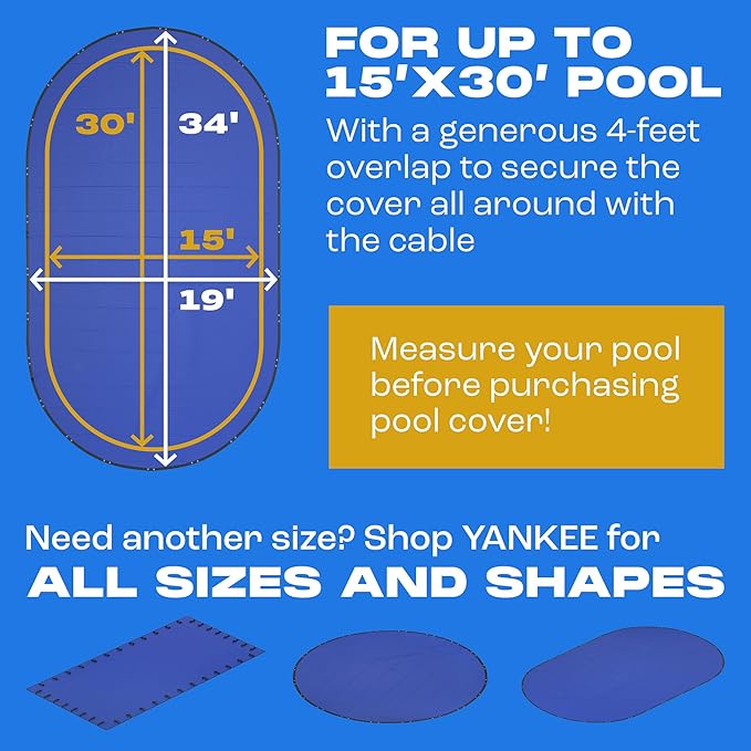 Yankee Pool Cover for Oval Pool | 15 x 30-ft | Oval Winter Pool Cover for Above Ground Pools | Extra Thick & Durable, UV-Resistant | Above-Ground Pool Protection