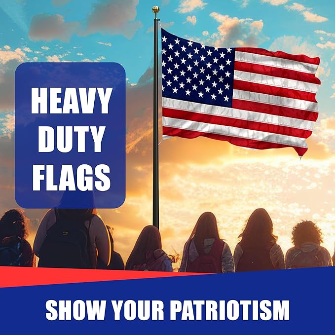 Super Tough 12ft x 18ft Nylon American Flag | Embroidered Stars and Sewn Stripes | Brass Grommets | Heavy-Duty Outdoor Flag | Fade Resistant American Flag Made in USA | All Weather Nylon