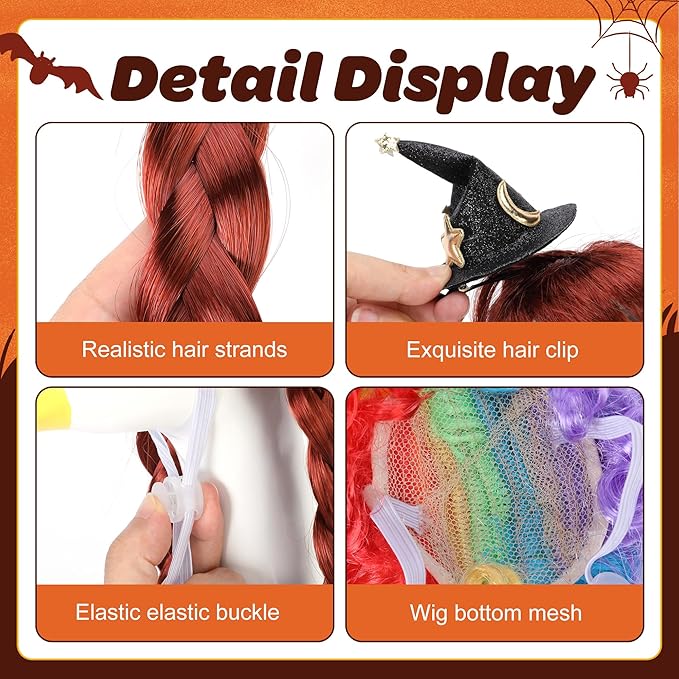 DECOHS 3 Pcs Halloween Porch Goose Wigs, Funny Lawn Statue Goosey Braid Wigs with Hair Clip, Garden Goose Outfits Costume Witch Clown Wigs Accessories for Halloween Decor Outdoor Patio Yard Statue