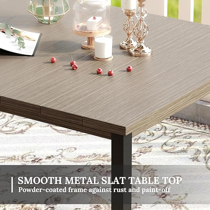 VICLLAX 5 Pieces Patio Dining Set for 4, Outdoor Furniture Set Includes 40.2" Square Outdoor Table and 4 Patio Swivel Chairs for Lawn Garden, Grey Wood Grain Tabletop and Sandshell Fabric