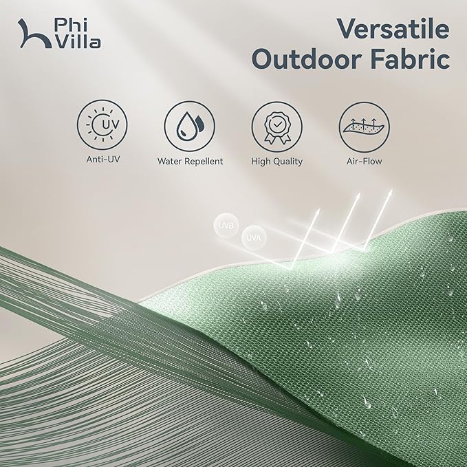 PHI VILLA 13ft Large Patio Umbrellas, Double-Sided Outdoor Market Rectangle Umbrella for Outside, Mint Green